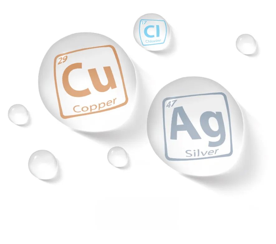 Copper, silver and chlorine elements used by the Naked system